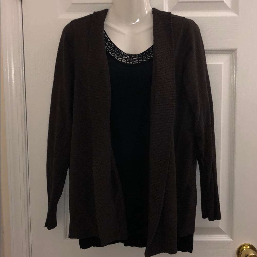 Dark Brown Long Sleeve Cardigan.